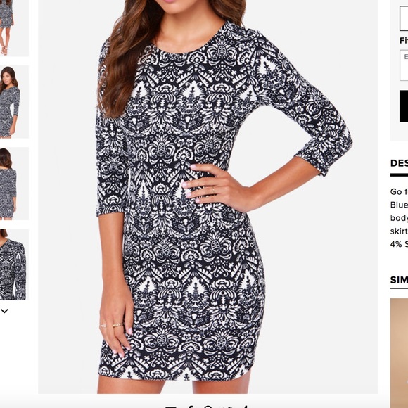 Lulus Ivory and Navy Blue Print Dress - Picture 1 of 3